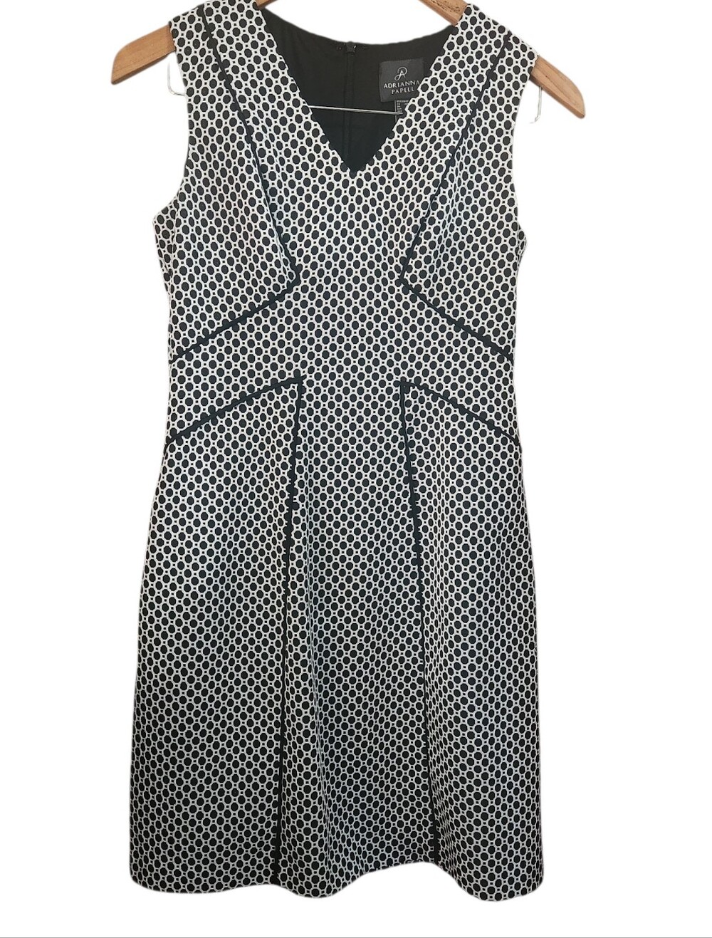 Adrianna Papell Sleeveless Geometric Optical Print Sheath Dress Sz 4p